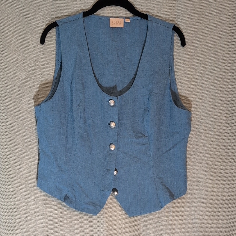 Good Luck Gem Blue Sleeveless Button-Down Vest